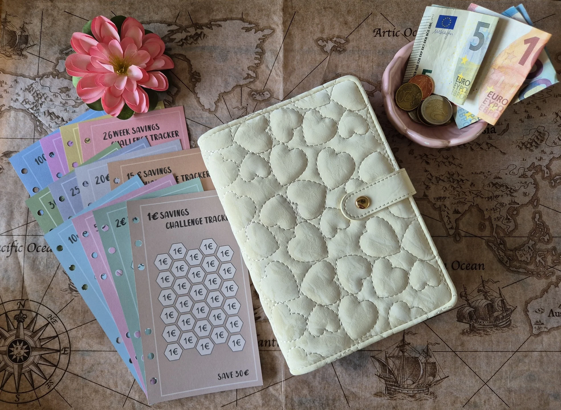 Cash stuffing binder met enveloppen voor reisbudget